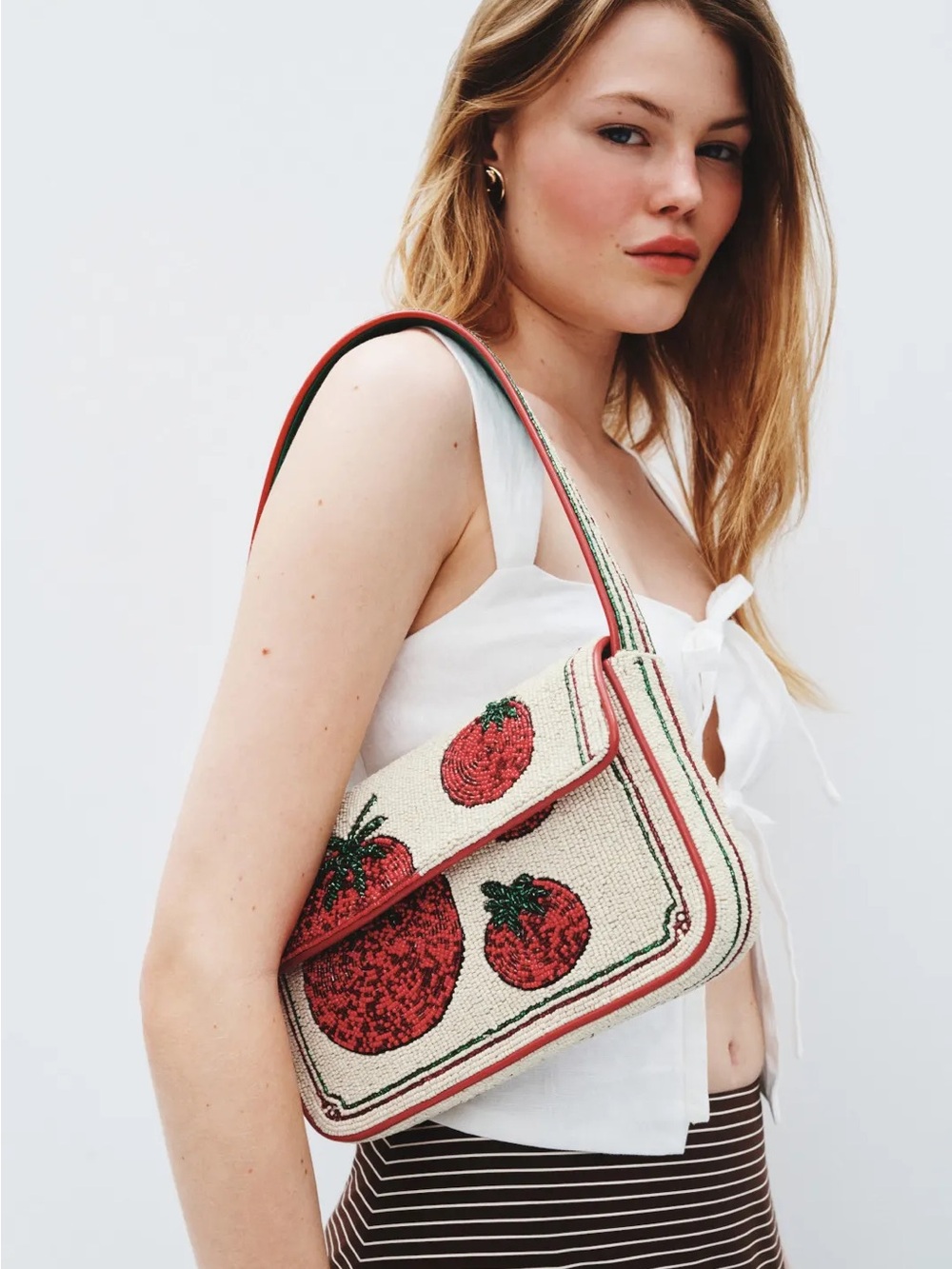 NWT STAUD Tommy Beaded Bag- Tomato Motif